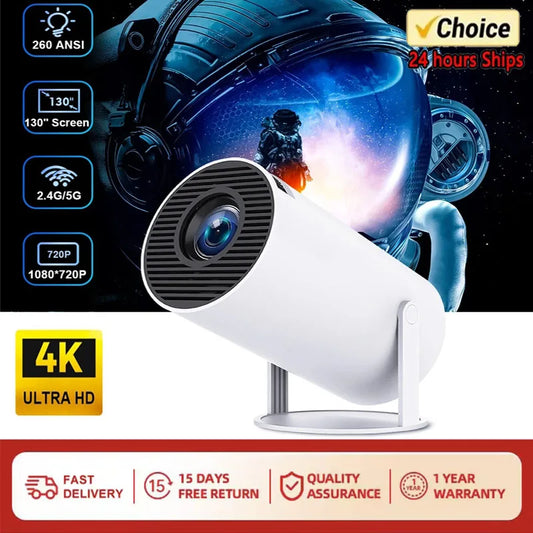 2024 New 4K Android 11 Dual Wifi6 200 ANSI Allwinner H713 BT5.0 1080P 1280*720P Home Cinema Outdoor portable Projetor