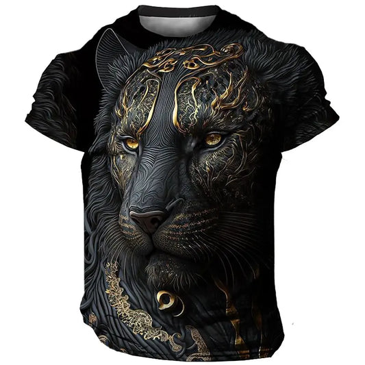 Daily Oversized 3D Men's T-Shirt Lion Print Tees Tops Summer Casual Animal Pattern Streetwear New Fashion Street Men Clothing