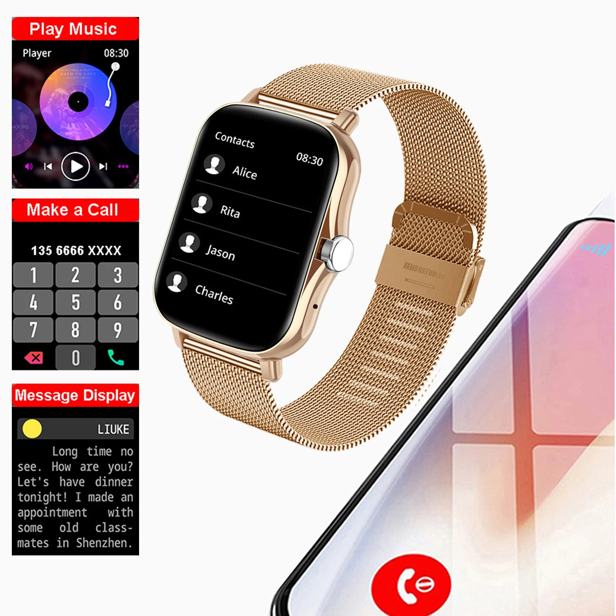 Touch Dial Square Smart Watch
