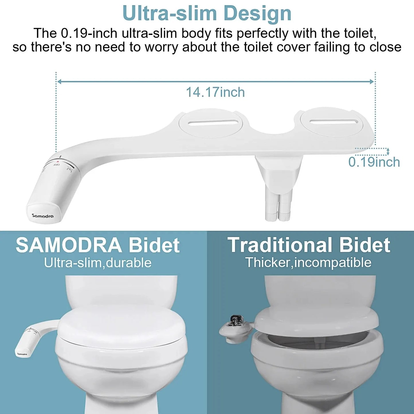 Ultra-Slim Toilet Seat Attachment Dual Nozzle