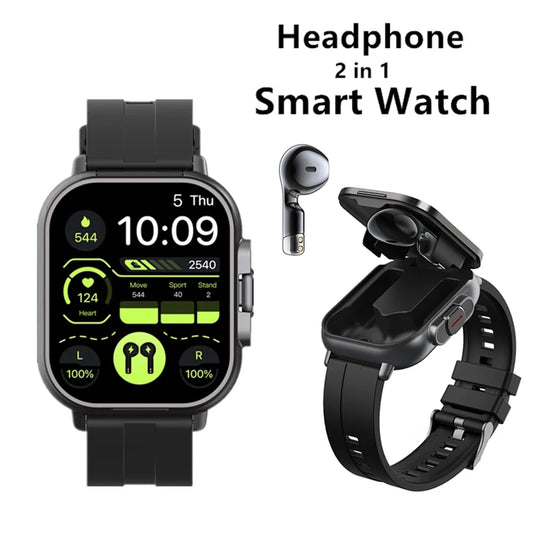 TWS 2 In 1 Smart Sports Watch Wireless Bluetooth Headset Calling Health Monitor Fitness Record Watches With Headset
